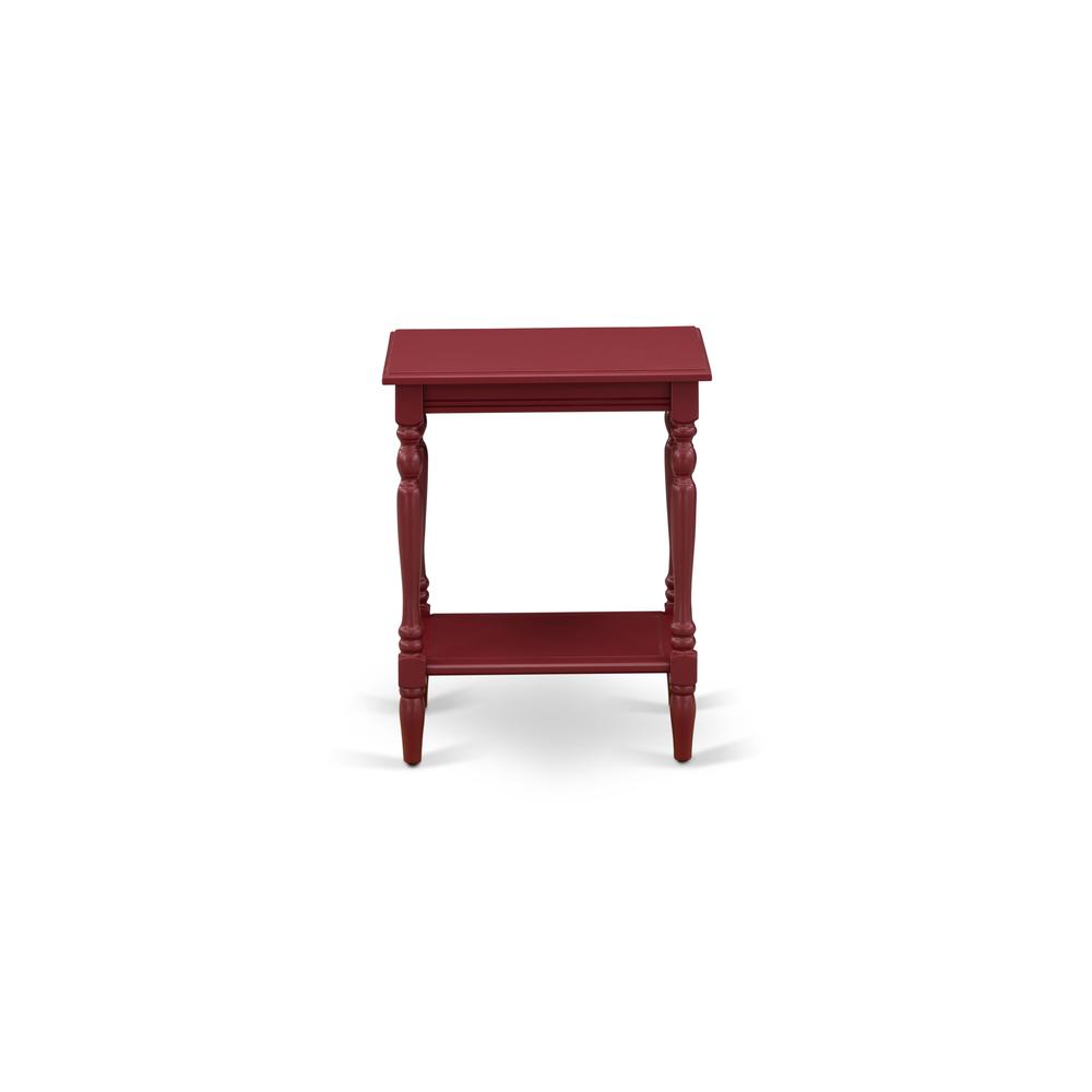 East West Furniture BF-13-ET Modern End Table with Open Storage Shelf - Wood Nightstand for Small Spaces, Stable and Sturdy Constructed - Burgundy Finish. Picture 2