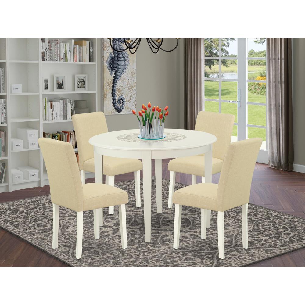 Dining Room Set Linen White, BOAB5-LWH-02. Picture 2