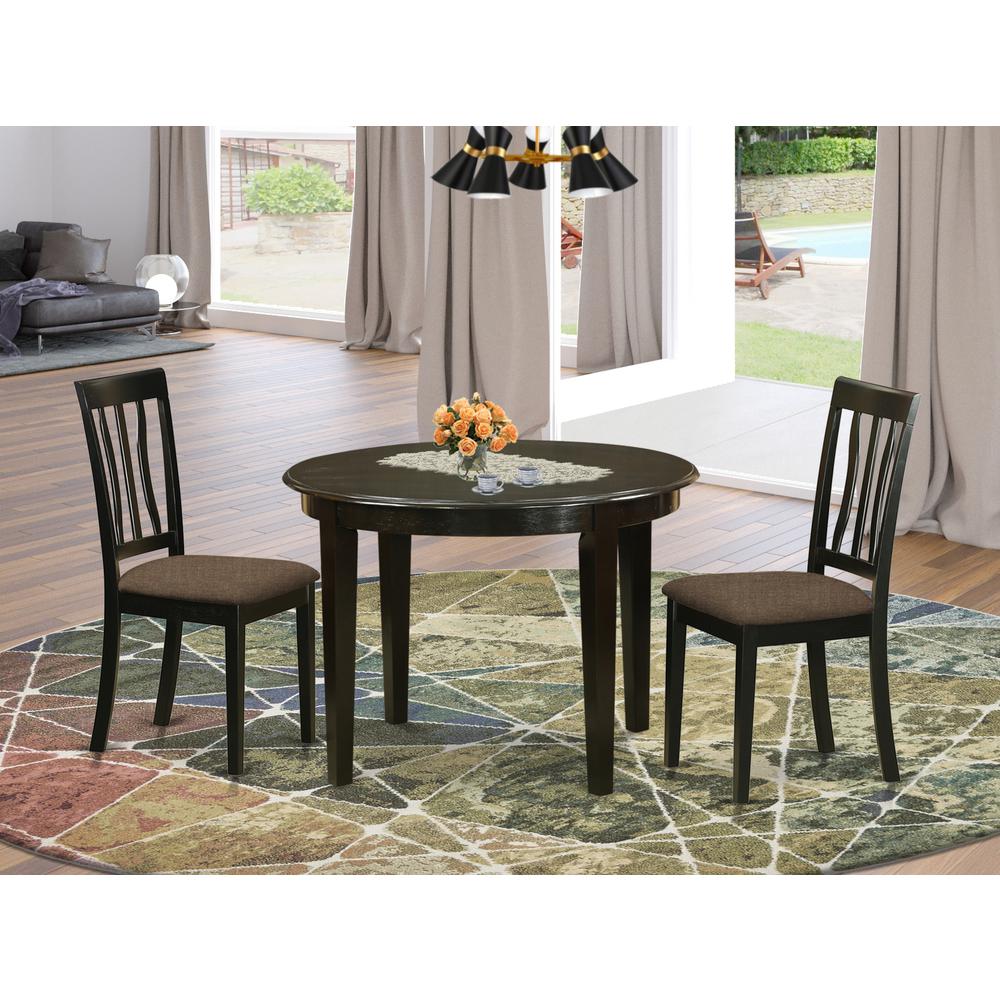 BOAN3-CAP-C 3 PC Kitchen Table set-Small round Table and 2 Kitchen Chairs. Picture 2
