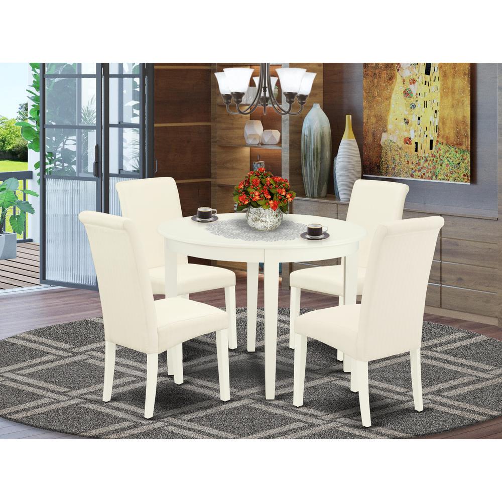 Dining Room Set Linen White, BOBA5-WHI-01. Picture 2