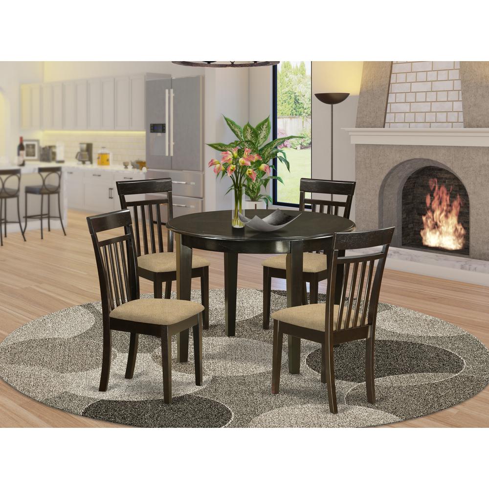 BOCA5-CAP-C 5 Pc small Kitchen Table and Chairs set-round Kitchen Table and 4 Dining Chairs. Picture 2