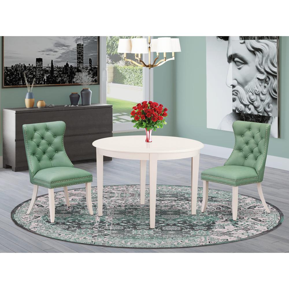 3 Piece Modern Dining Table Set Contains a Round Kitchen Table. Picture 7