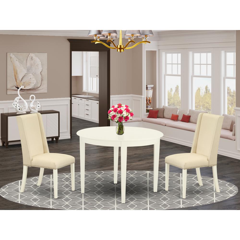 Dining Room Set Linen White, BOFL3-WHI-01. Picture 2