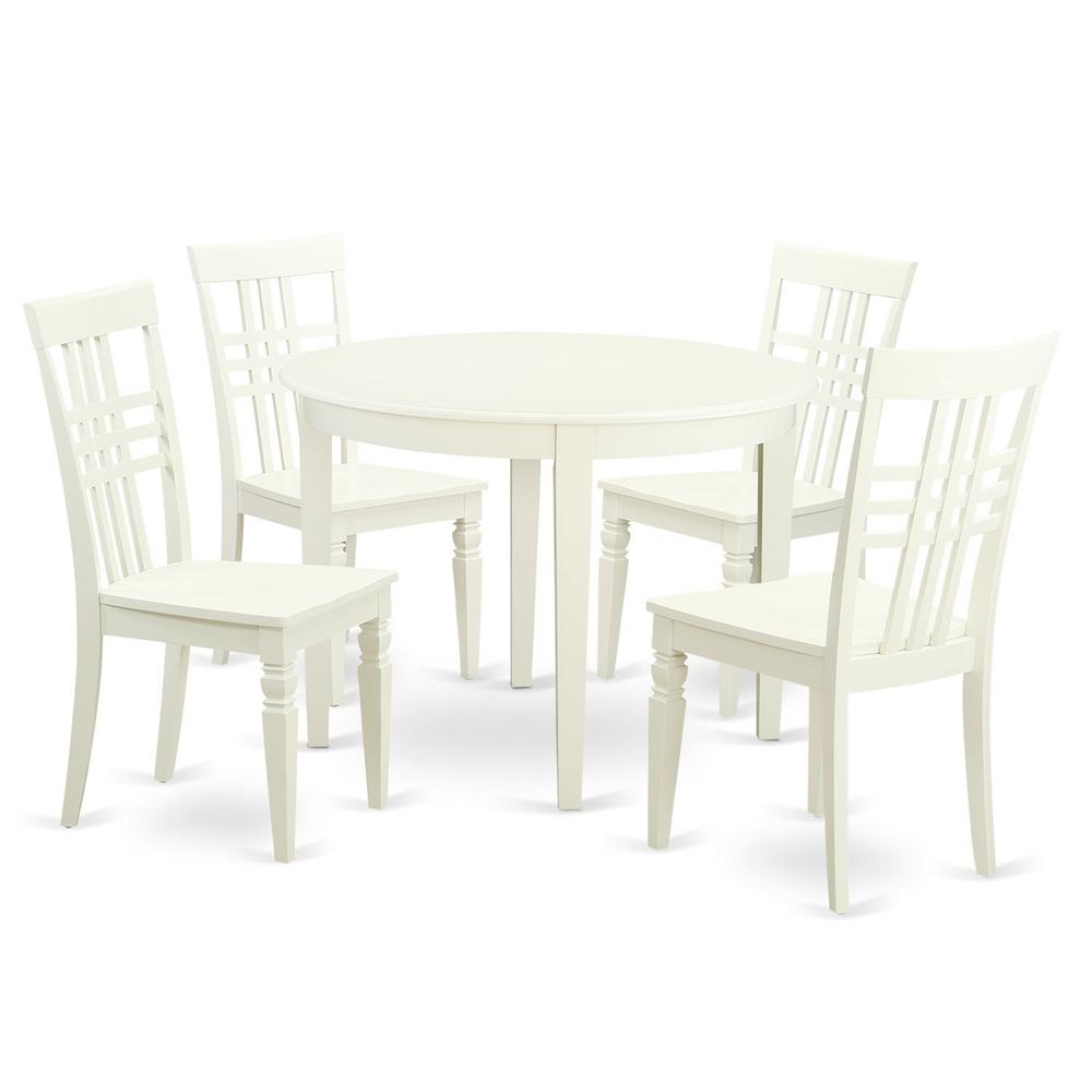5  PC  Table  and  chair  set  with  a  Boston  Table  and  4  Dining  Chairs  in  Linen  White. Picture 2