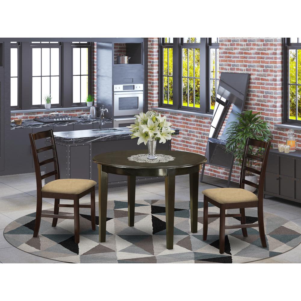 BOPF3-CAP-C 3 Pc small Kitchen Table set-small Kitchen Table and 2 Dinette Chairs. Picture 2