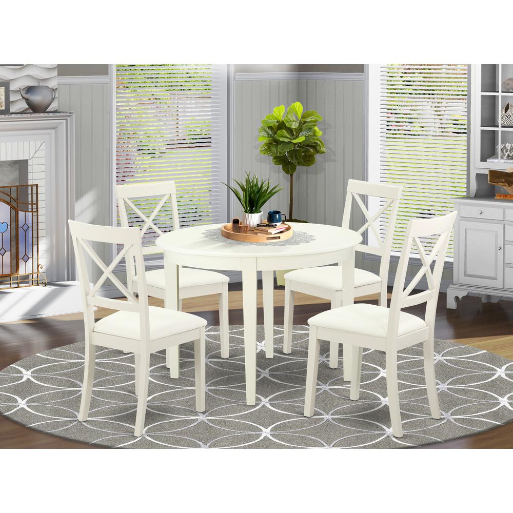 Dining Room Set Linen White, BOST5-LWH-LC. Picture 2