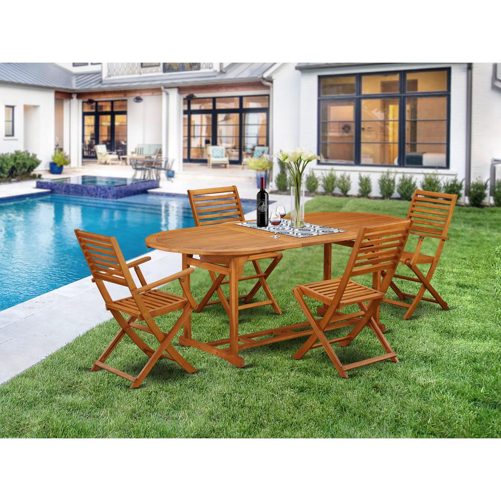 Wooden Patio Set Natural Oil, BSBS52CANA. Picture 2