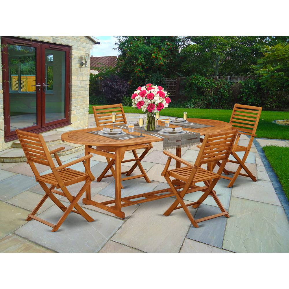 Wooden Patio Set Natural Oil, BSBS5CANA. Picture 2