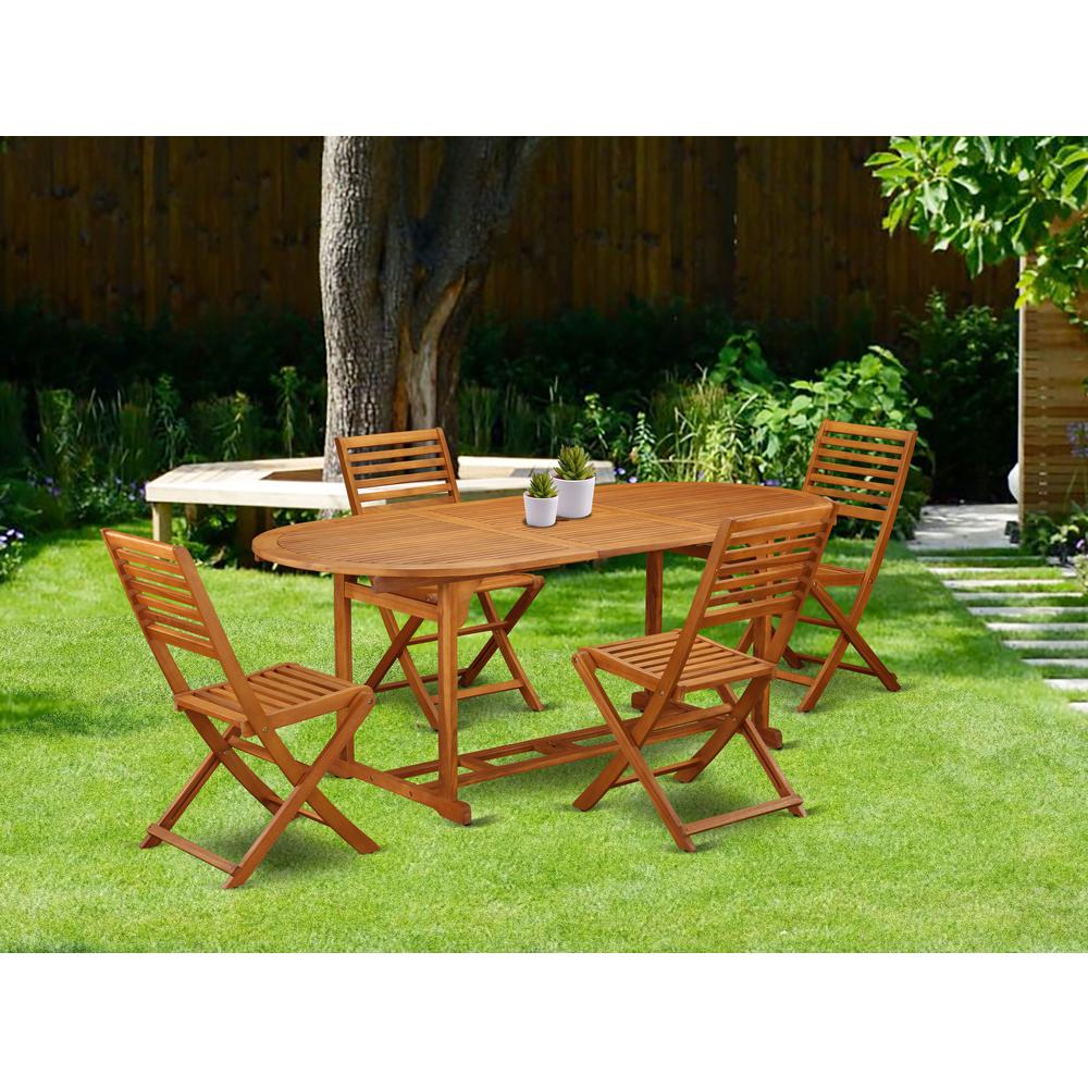 Wooden Patio Set Natural Oil, BSBS5CWNA. Picture 2