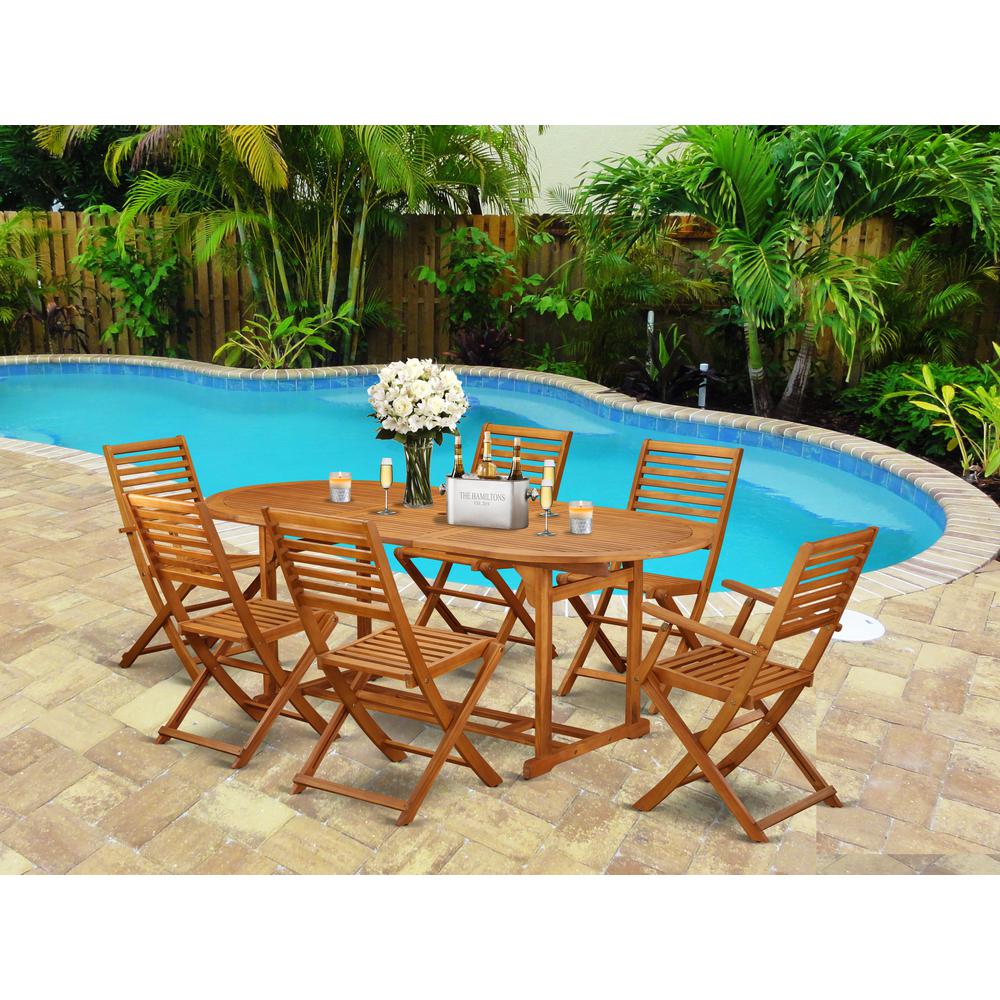 Wooden Patio Set Natural Oil, BSBS72CANA. Picture 2