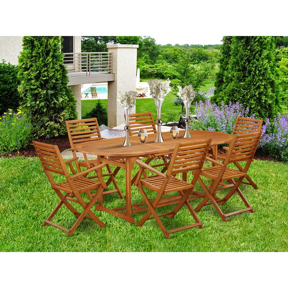 Wooden Patio Set Natural Oil, BSBS7CANA. Picture 2