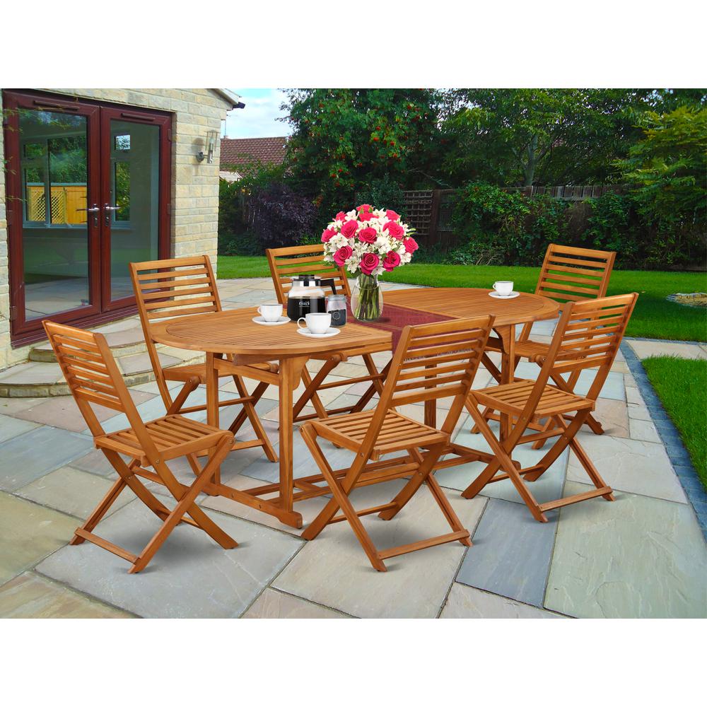 Wooden Patio Set Natural Oil, BSBS7CWNA. Picture 2