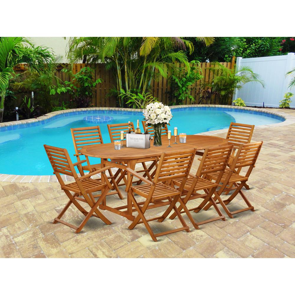 Wooden Patio Set Natural Oil, BSBS9CANA. Picture 2