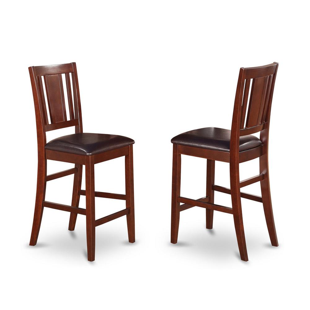 Buckland  Counter  Height  Dining  Chair  with  Leather  Uphostered  Seat  in  Mahogany  Finish,  Set  of  2. Picture 2