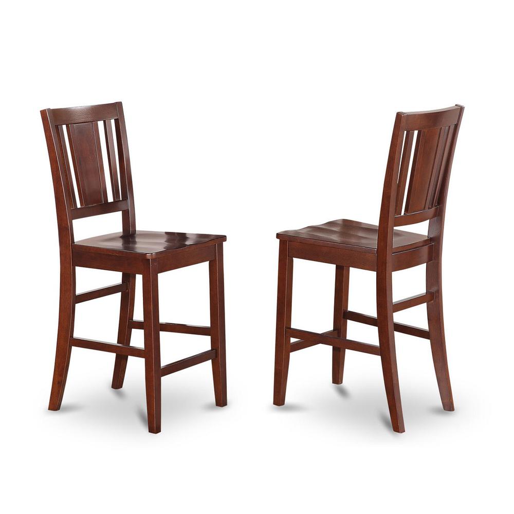 Buckland  Counter  Height  Dining  room  Chair  with  Wood  Seat  in  Mahogany  Finish,  Set  of  2. Picture 1