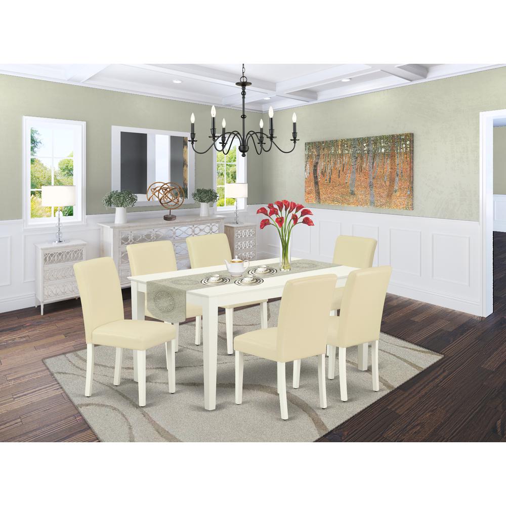 Dining Room Set Linen White, CAAB7-LWH-64. Picture 2