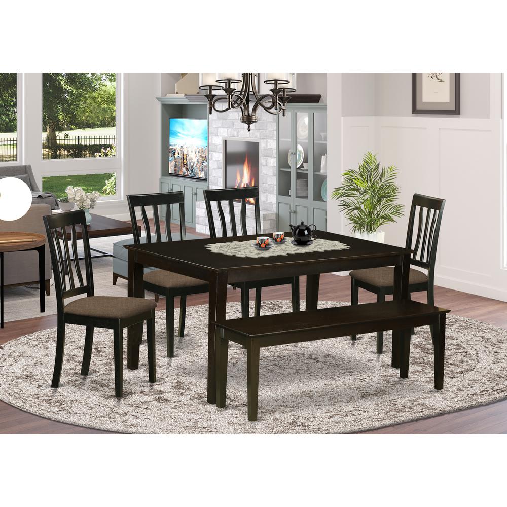 CAAN6-CAP-C 6 Pc Dining Table with bench set- Kitchen Table with 4 Chairs plus bench. Picture 2