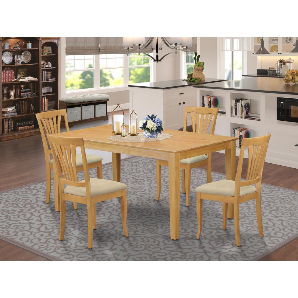 CAAV5-OAK-C 5 PC Small Kitchen Table set - Kitchen Table and 4 dinette Chairs. Picture 2