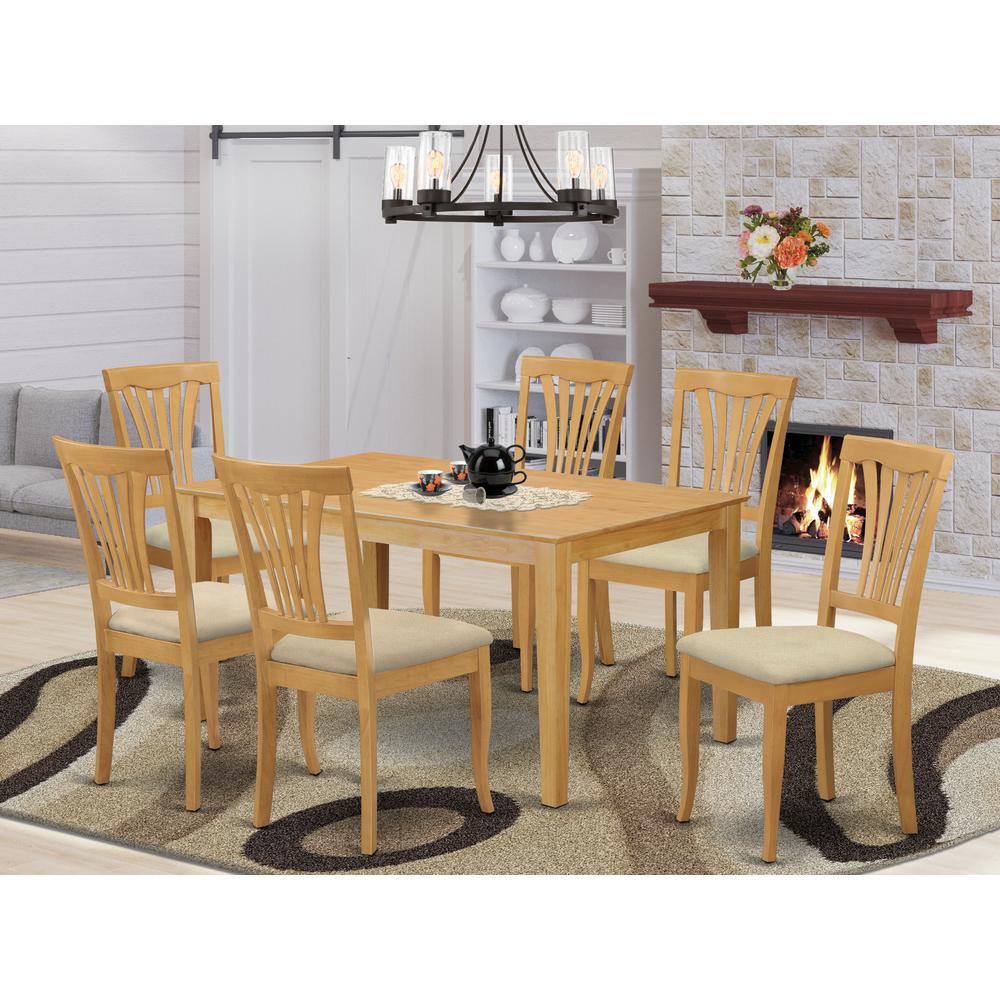 CAAV7-OAK-C 7 Pc Dinette set - Dinette Table and 6 Dining Chairs. Picture 2