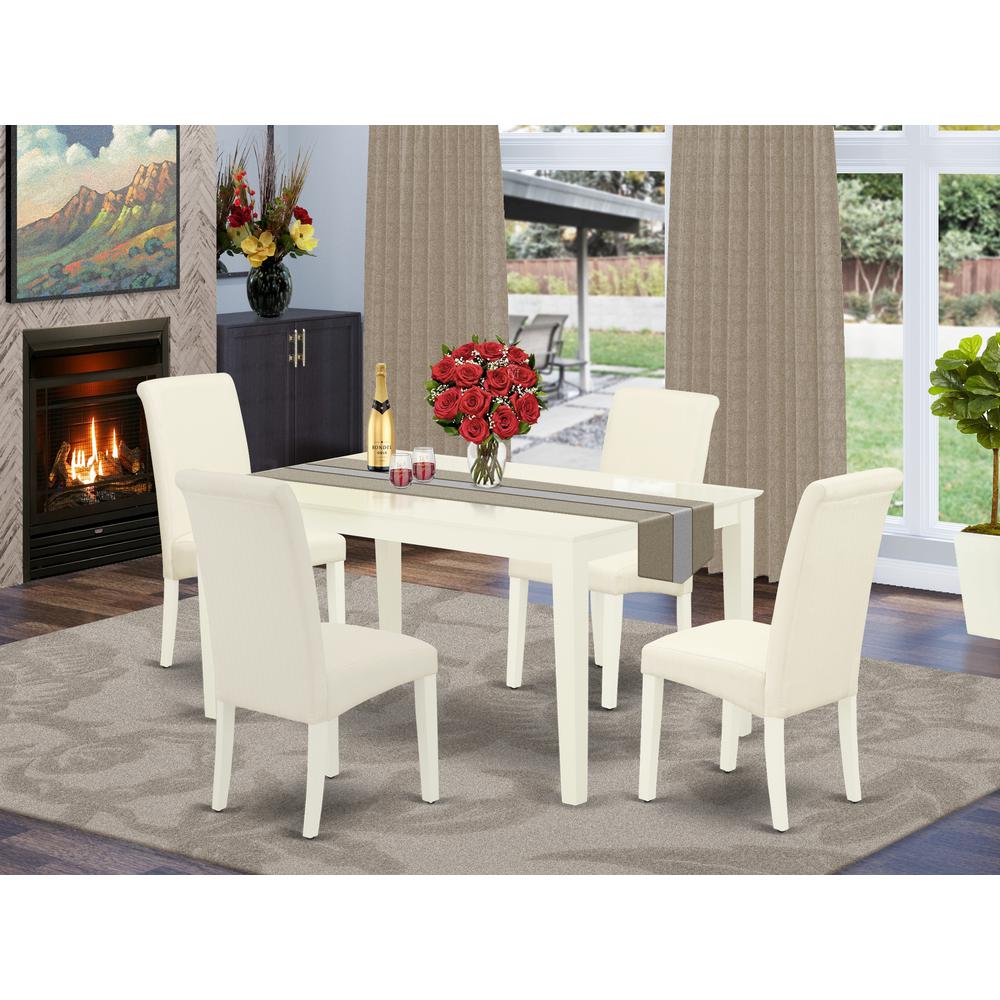Dining Room Set Linen White, CABA5-LWH-01. Picture 2