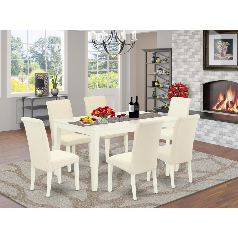 Dining Room Set Linen White, CABA7-LWH-01. Picture 2