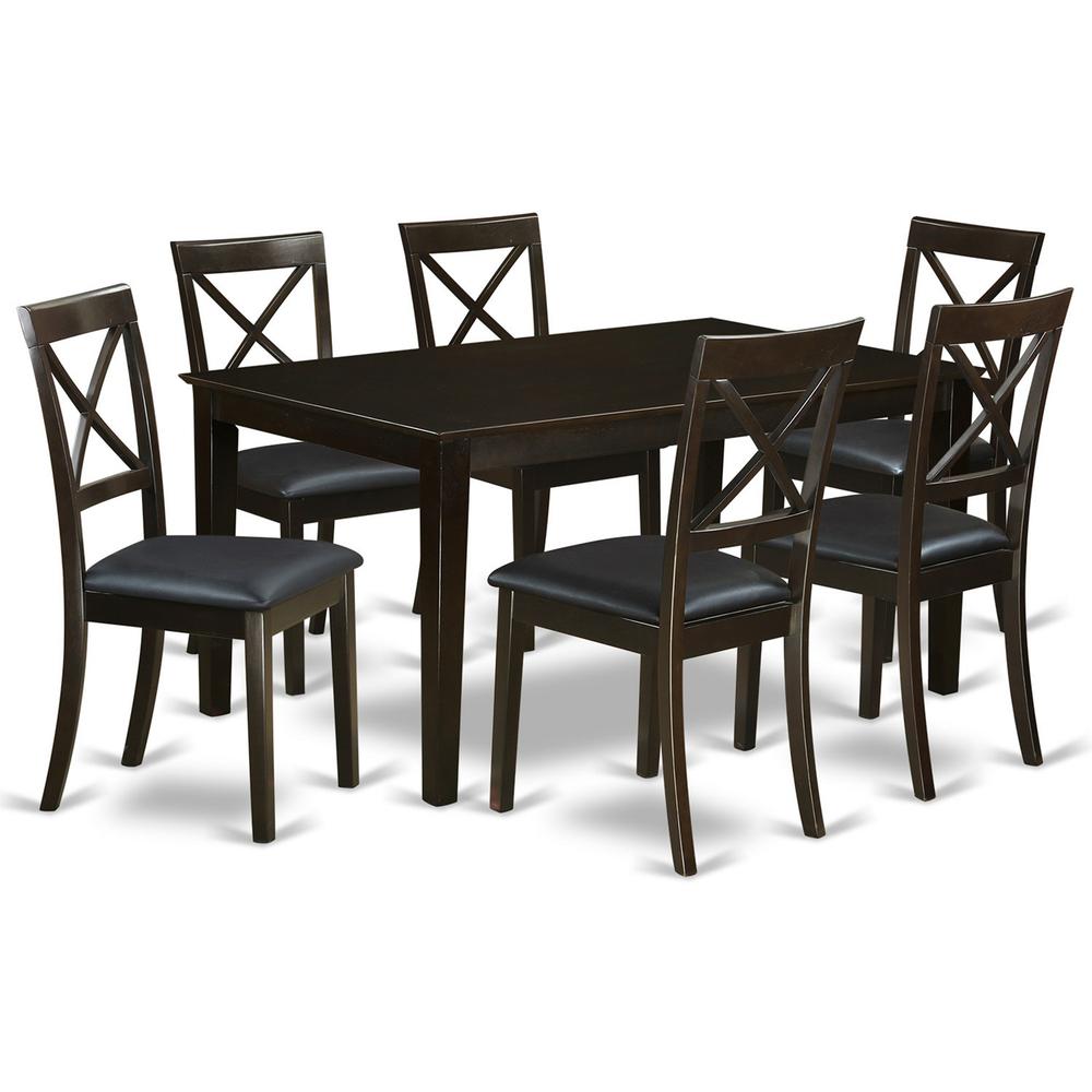 7  PC  Dining  room  set  for  6-Table  and  6  Dining  Chairs  with  Leather. Picture 2