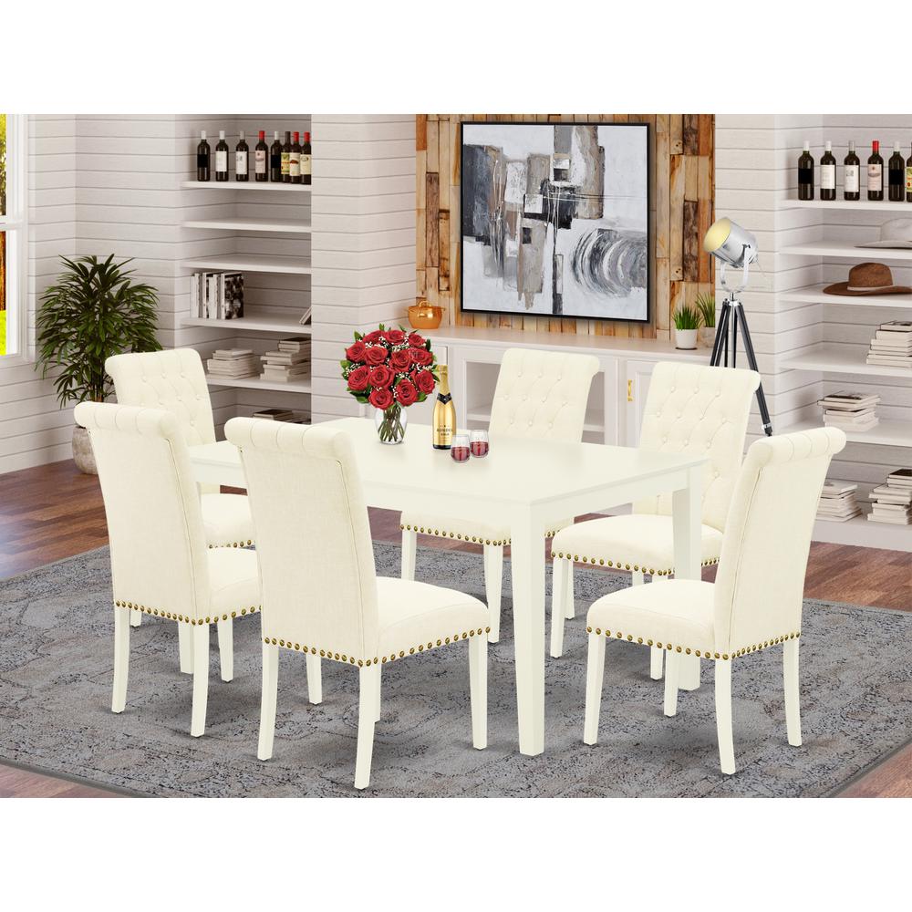 Dining Room Set Linen White, CABR7-LWH-02. Picture 2