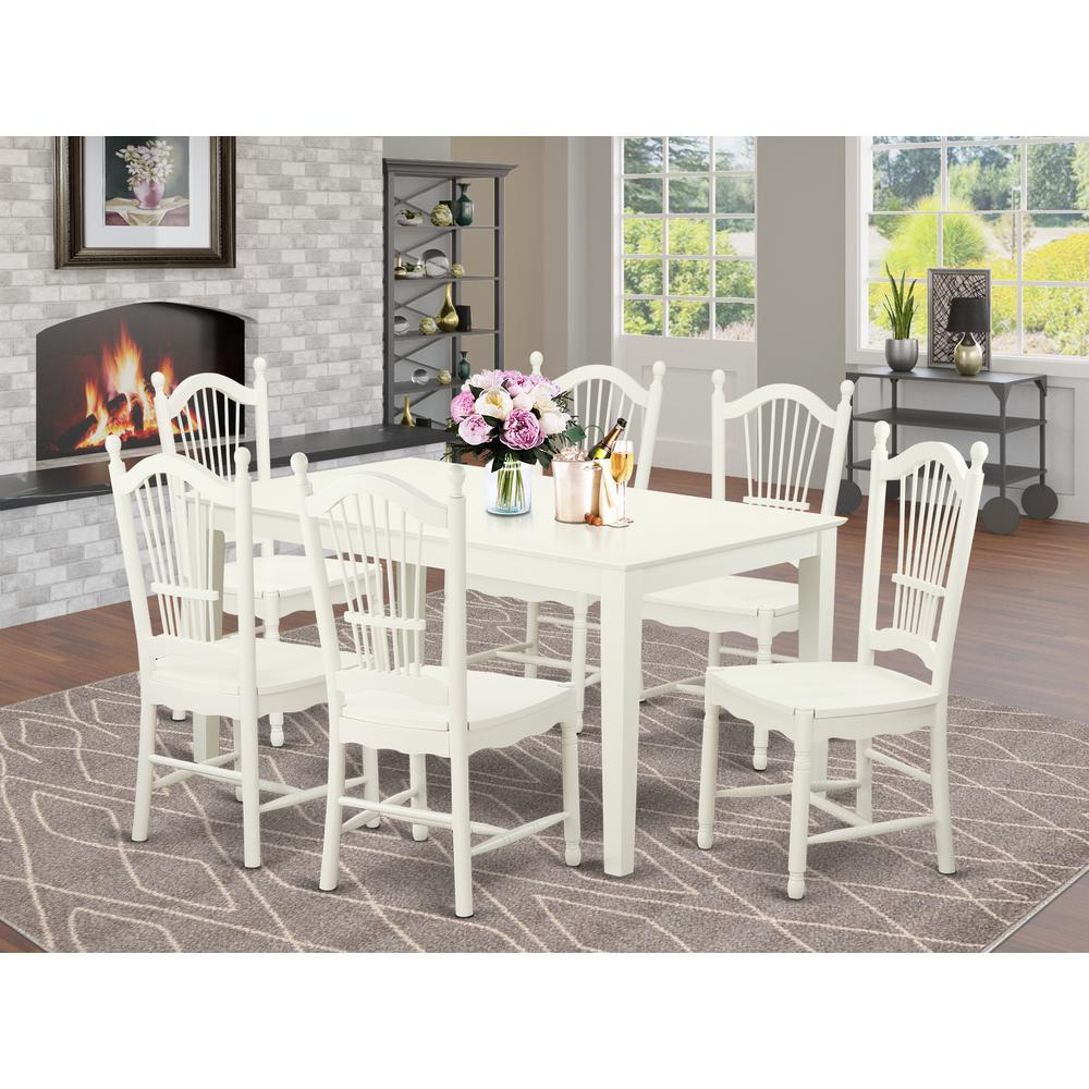 Dining Room Set Linen White, CADO7-LWH-W. Picture 2