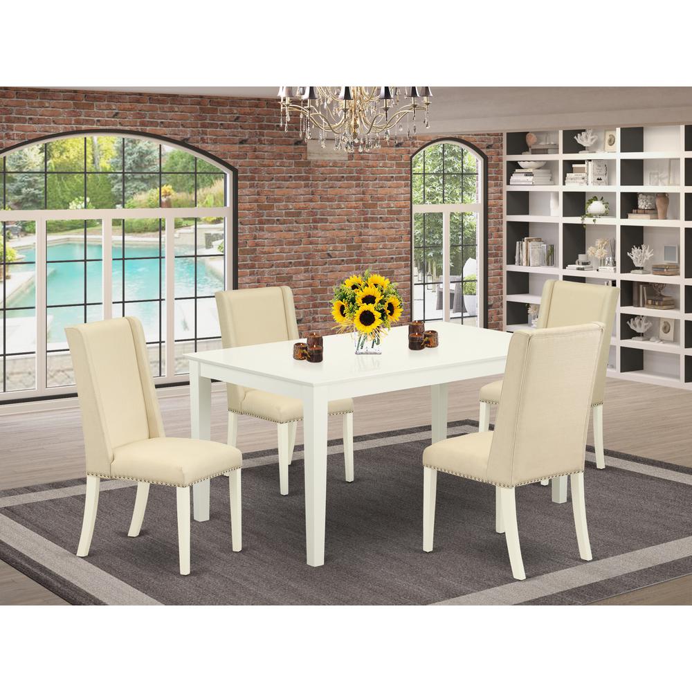 Dining Room Set Linen White, CAFL5-LWH-01. Picture 2