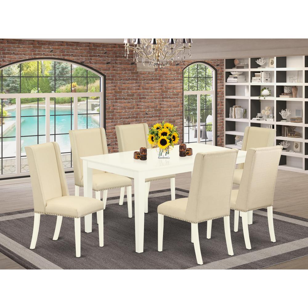 Dining Room Set Linen White, CAFL7-LWH-01. Picture 2