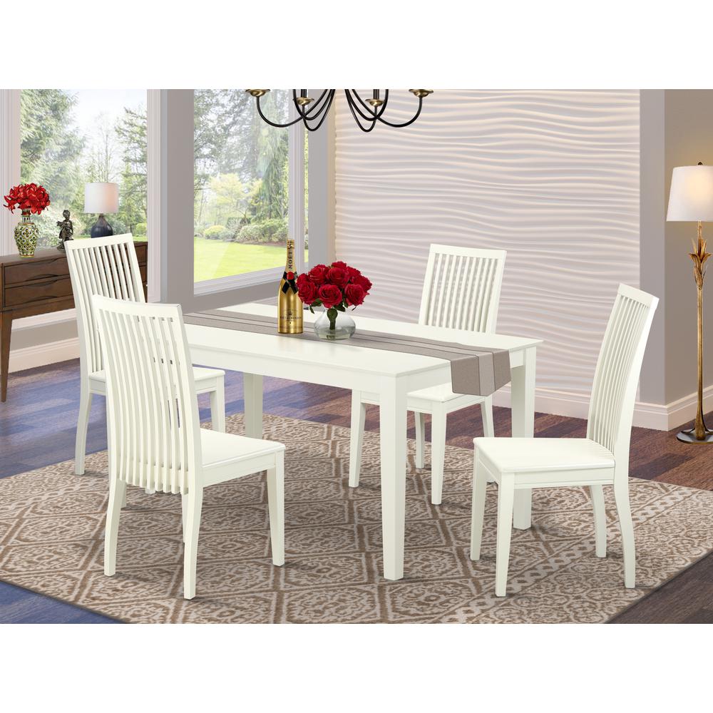 Dining Room Set Linen White, CAIP5-LWH-W. Picture 2