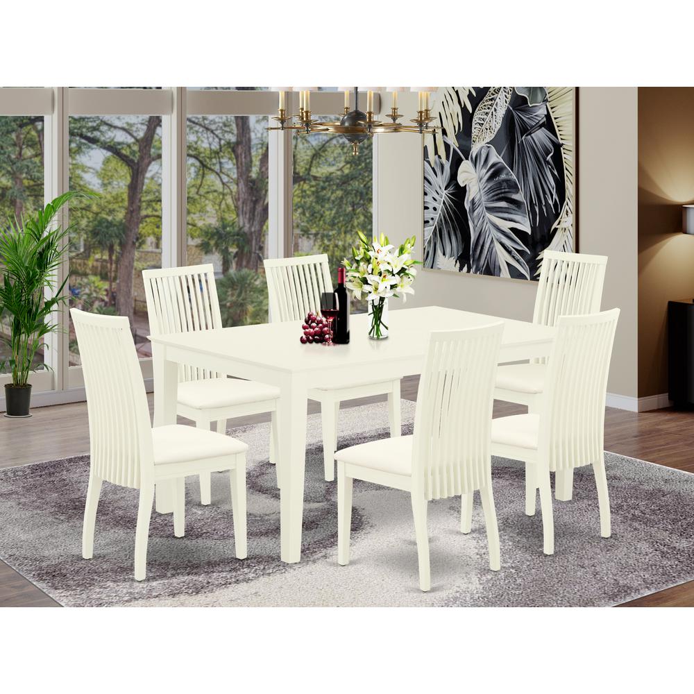 Dining Room Set Linen White, CAIP7-LWH-C. Picture 2