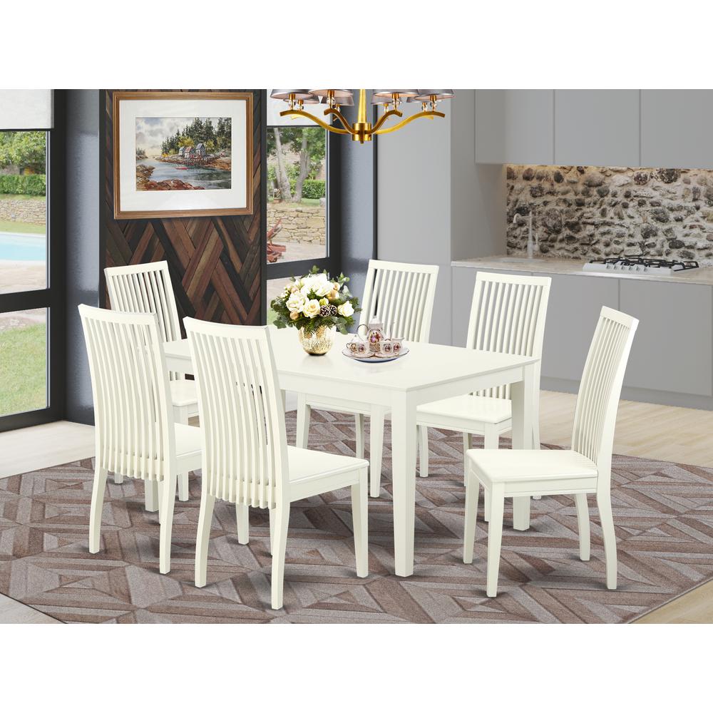 Dining Room Set Linen White, CAIP7-LWH-W. Picture 2