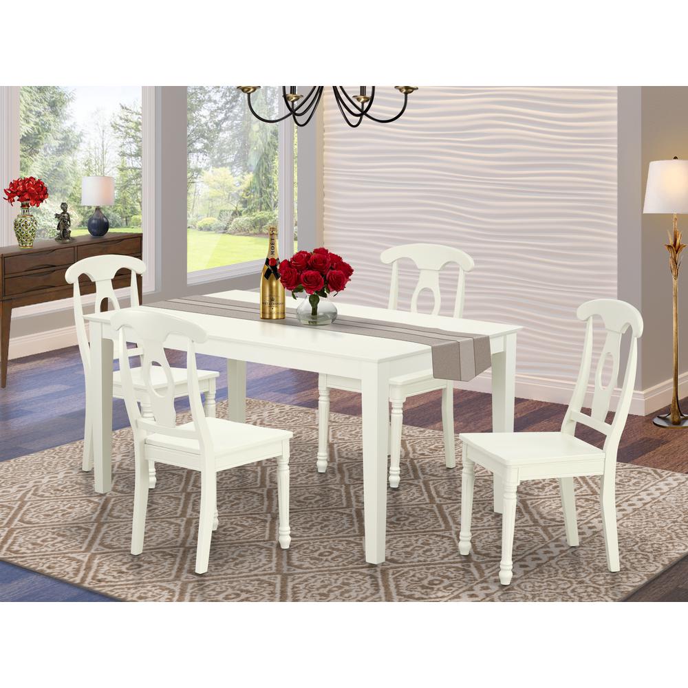 Dining Room Set Linen White, CAKE5-LWH-W. Picture 2