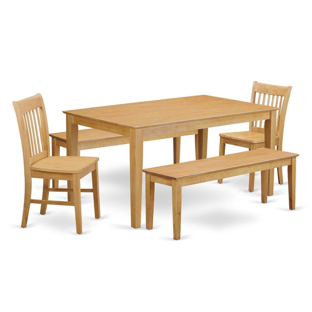 5  PC  Dining  room  set  -  Kitchen  Table  and  2  Dining  Chairs  and  2  Wooden  benches. Picture 2