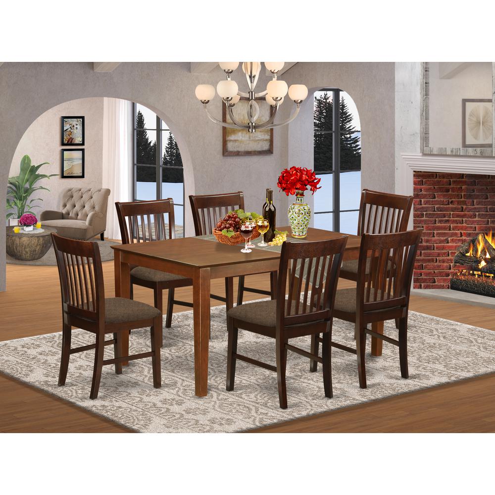 CANO7-MAH-C 7 PC Dining room set-Dining Table and 6 Dining Chairs. Picture 2