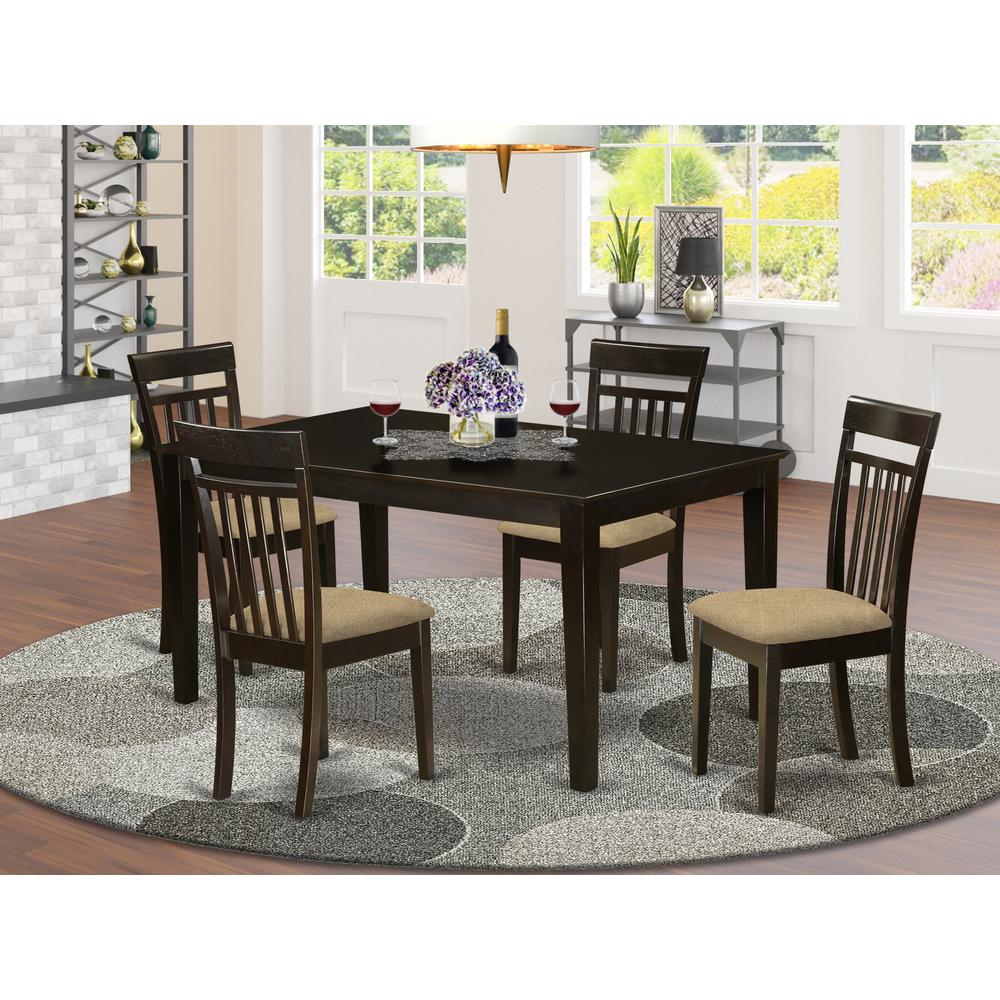 CAP5S-CAP-C 5 PC Formal Dining room set - Dining Table Top and 4 Dining Chairs. Picture 2