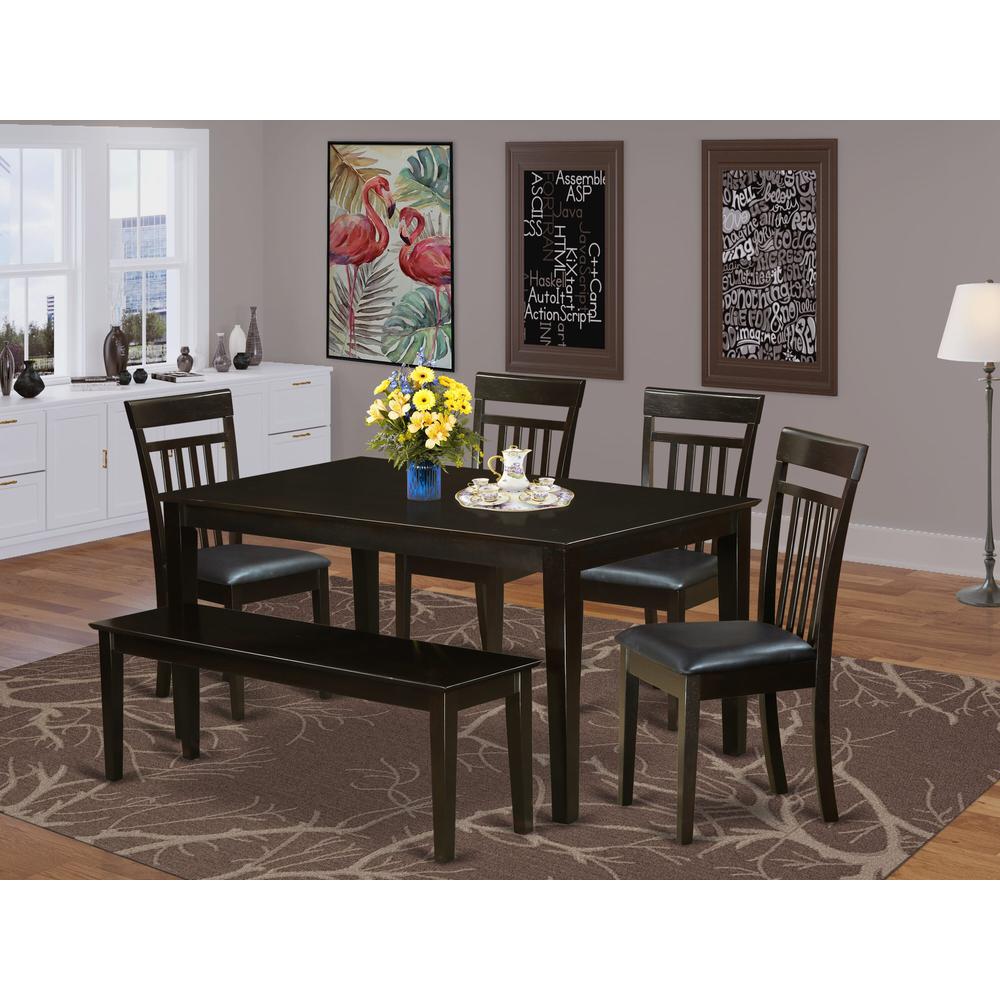 6 PC Dining room set-Top Kitchen Table and 4 Kitchen Chairs plus 1 Dining bench. Picture 8