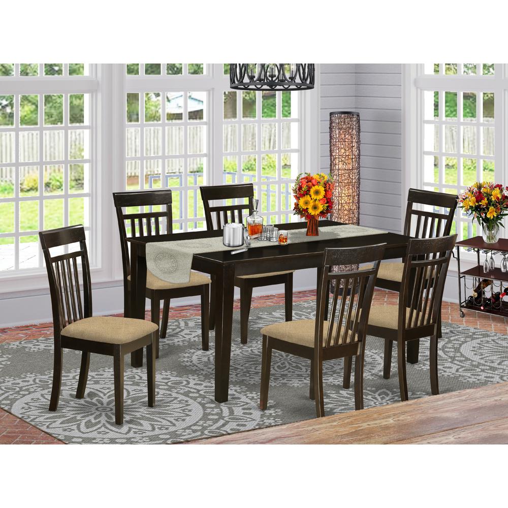 CAP7S-CAP-C 7 Pc formal Dining room set -Table and 6 Dining Chairs. Picture 2