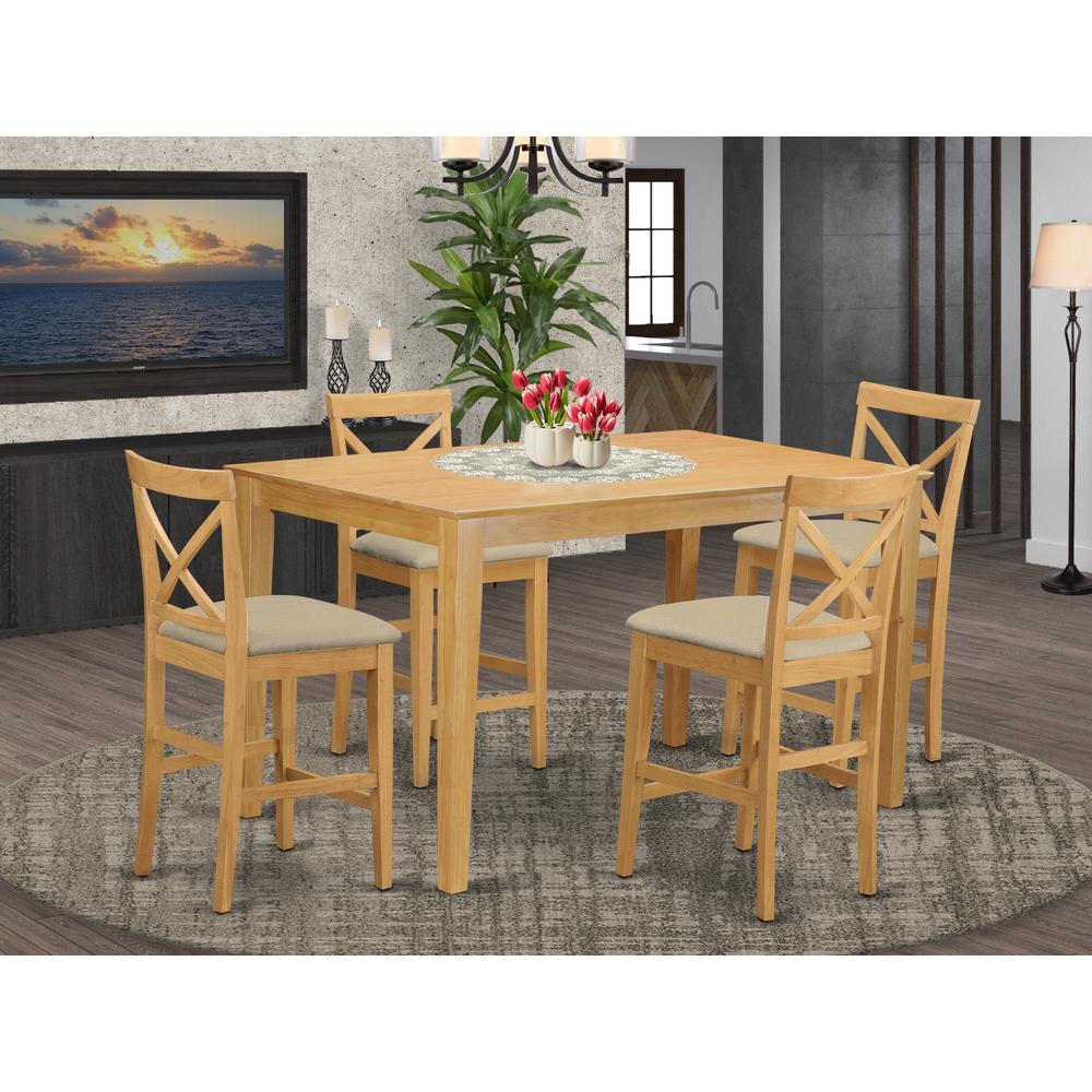 CAPB5H-OAK-C 5 Pc counter height Dining room set-pub Table and 4 bar stools with backs. Picture 2