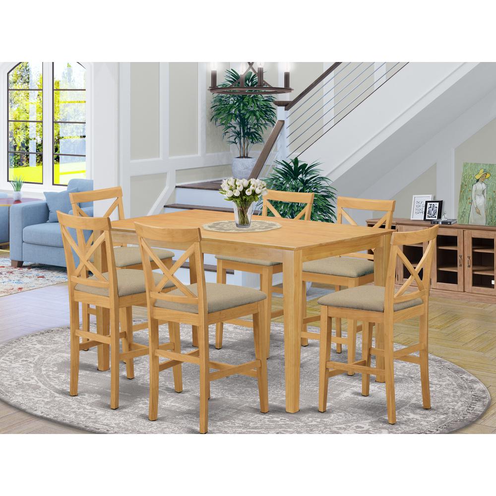 CAPB7H-OAK-C 7 Pc counter height Dining room set-pub Table and 6 bar stools with backs. Picture 2