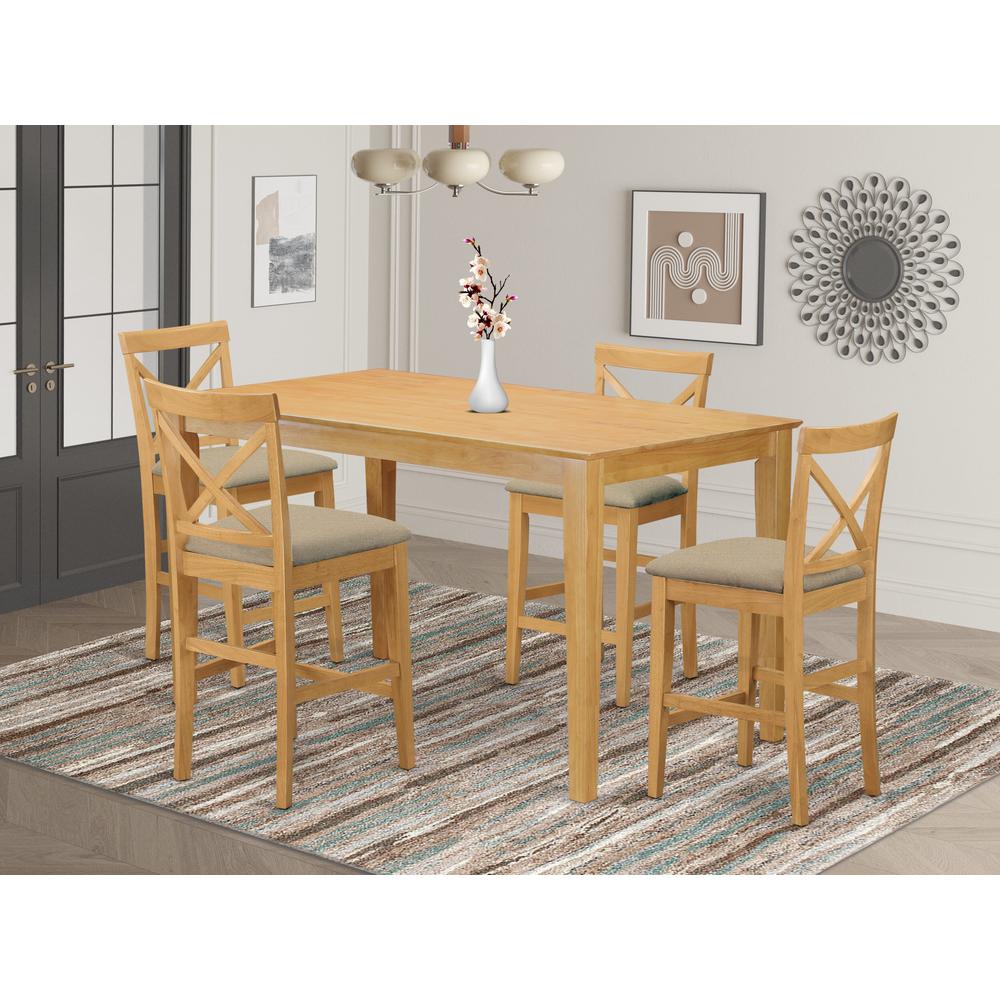 East West Furniture CAPU5H-OAK-C Dining Set, 36x60 inch Table. Picture 6