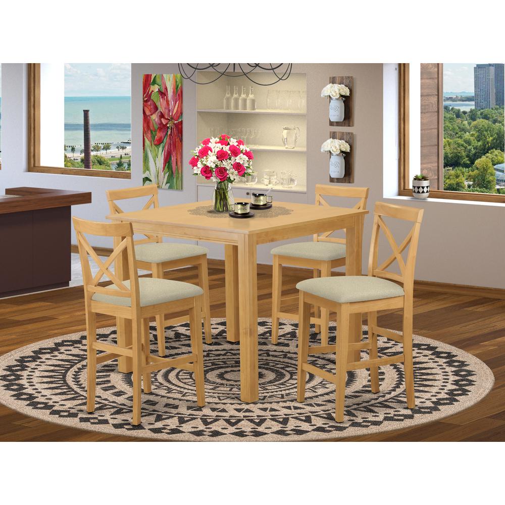CFPB5-OAK-C 5 Pc counter height set - counter height Table and 4 Kitchen bar stool.. Picture 2