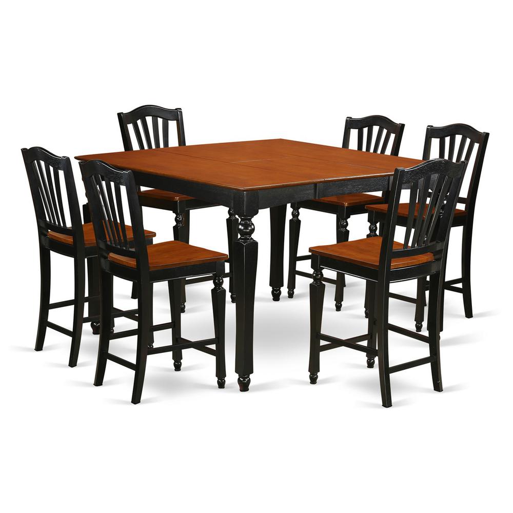 7  Pc  counter  height  Table  set-Square  gathering  Table  and  6  Stools. Picture 2