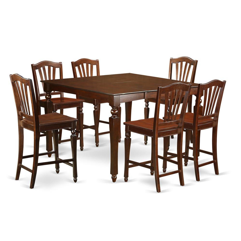 7  PC  counter  height  Dining  set-  Square  pub  Table  and  6  counter  height  Chairs. Picture 2