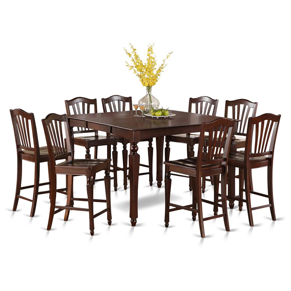 9  PC  Counter  height  Table  set-Square  gathering  Tablealong  with  8  Kitchen  counter  Chairs. Picture 1