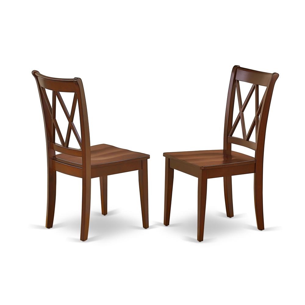 East West Furniture DMCL5-MAH-W 5 Piece Dinette Sets Includes 1 Drop Leaves Dining Table and 4 Mahogany Kitchen Chairs with Double X-Back - Mahogany Finish. Picture 3