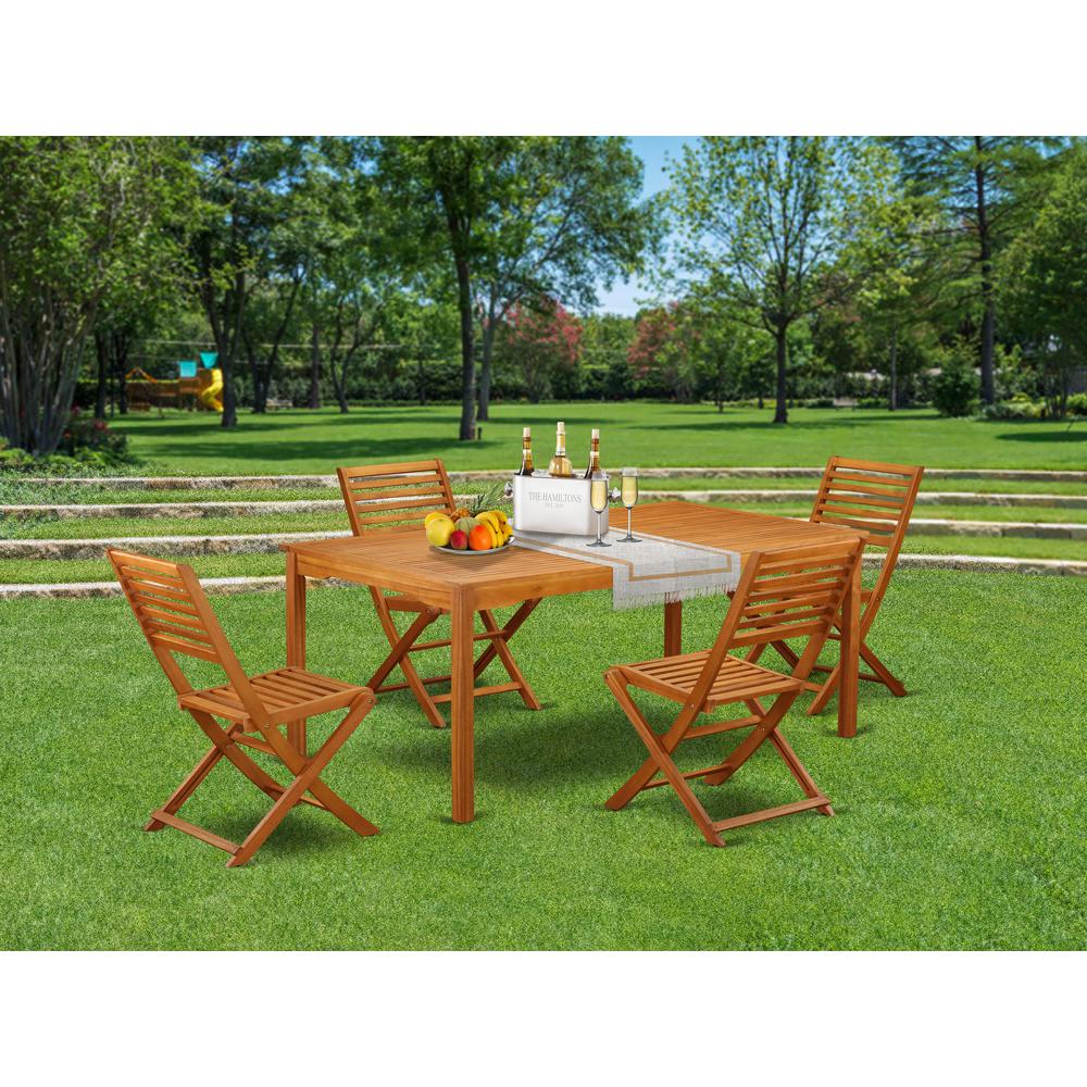 Wooden Patio Set Natural Oil, CMBS5CWNA. Picture 2
