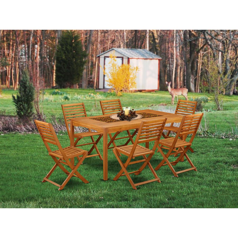 Wooden Patio Set Natural Oil, CMBS7CWNA. Picture 2