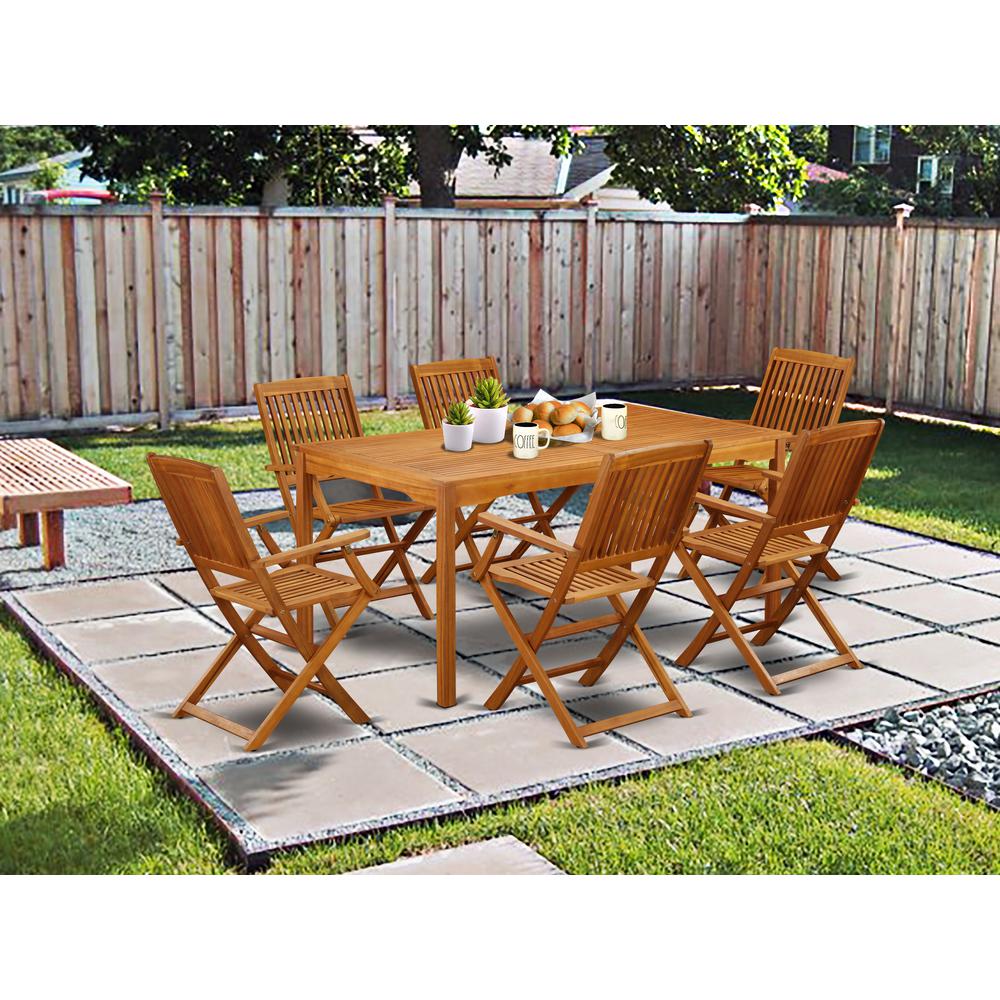 Wooden Patio Set Natural Oil, CMCM7CANA. Picture 2